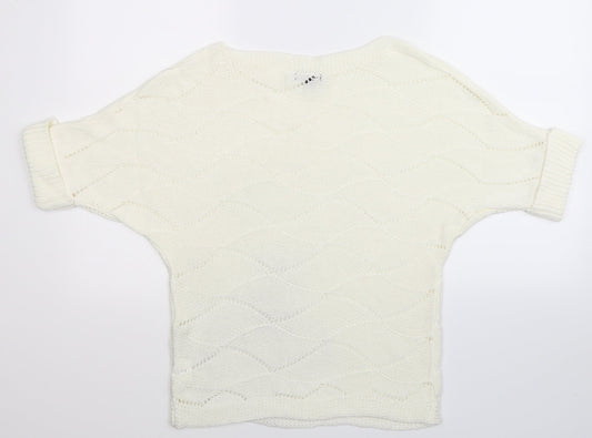 2 Elles Womens White Knit Pullover Jumper Size L