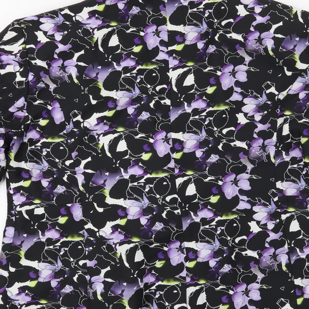 Papaya Womens Black Floral Jacket Blazer Size 12