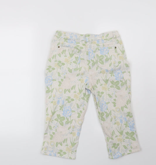 F&F Womens Beige Floral  Cropped Jeans Size 30 in