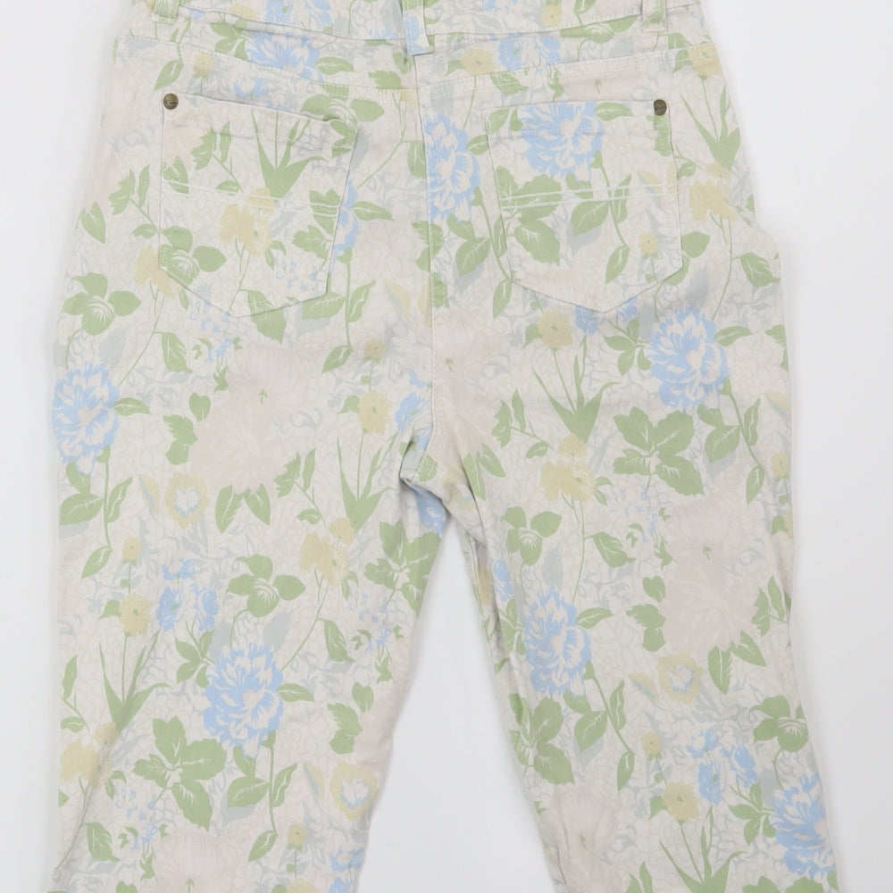 F&F Womens Beige Floral Cropped Jeans Size 30 in