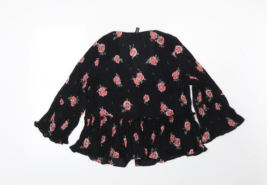 Womens UK Size 10 H&M Black Basic Blouse
