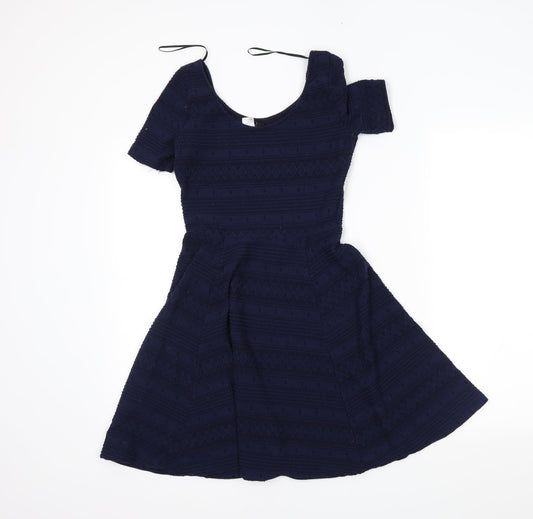 H&M Womens Blue Skater Dress Size XS