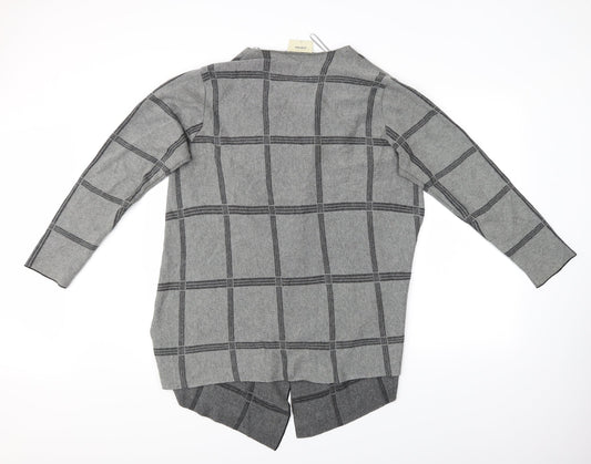 Papaya Womens Grey Check Wrap Jumper Size L