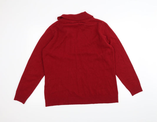 EWM Womens Red Knit Pullover Jumper Size L