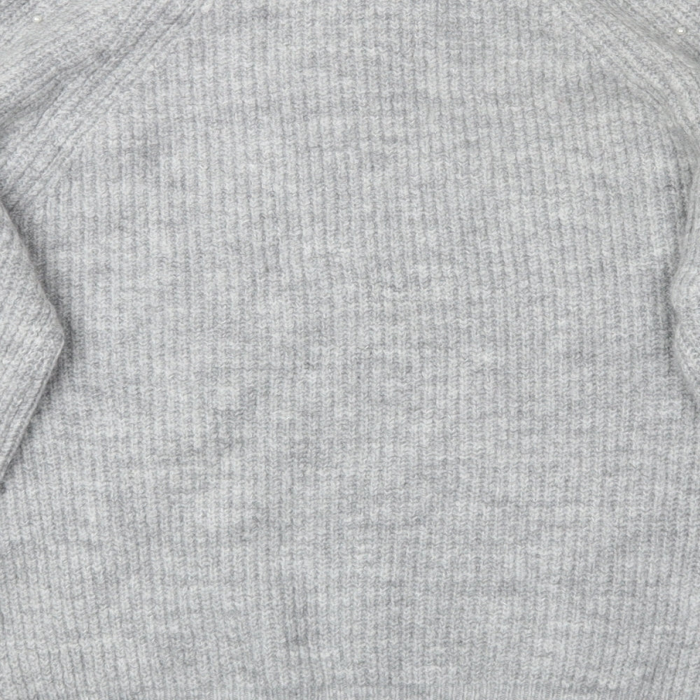 Papaya Womens Grey Pullover Jumper Size M - Fake Pearls