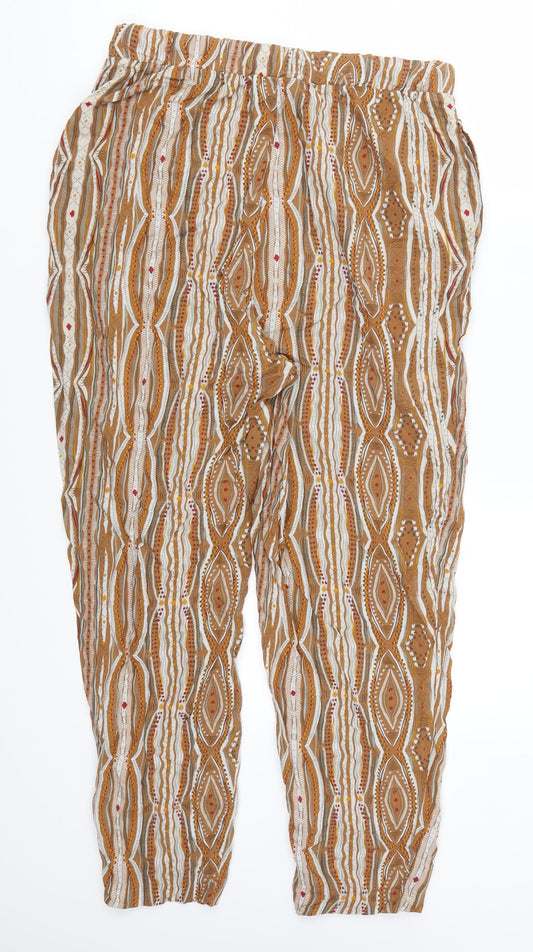 ESMARA Womens Brown Geometric Trousers Size 12 L25 in