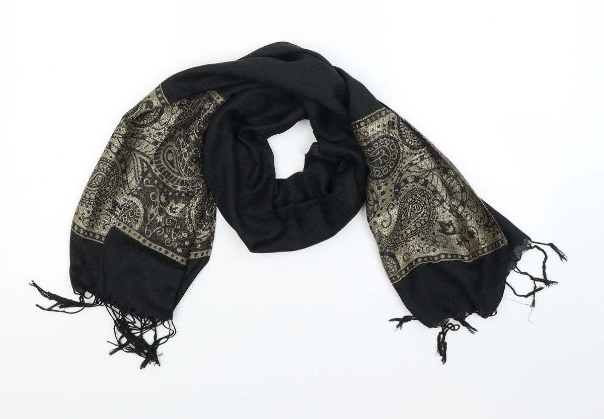 Avon Womens Black Scarf - Gold Print