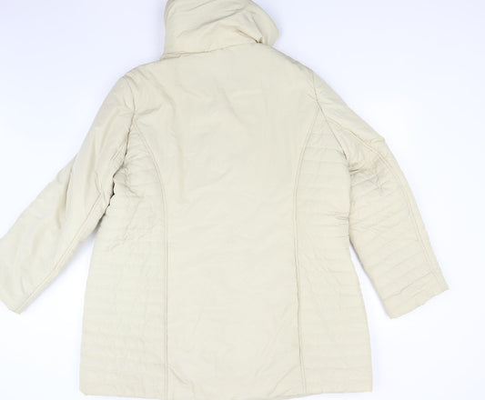 ELVI Womens Beige Overcoat Coat Size L
