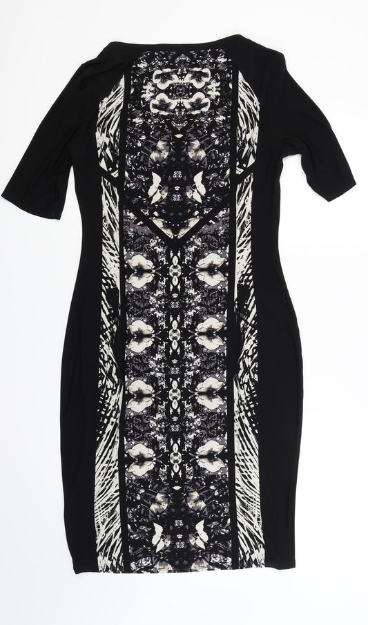 Marks and Spencer Womens Black Floral Bodycon Size 12