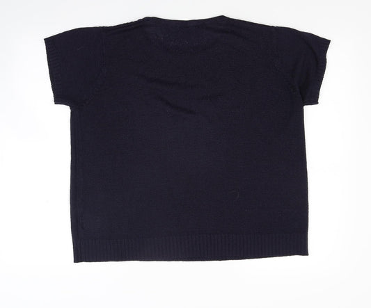 EWM Womens Blue Knit Pullover Jumper Size L