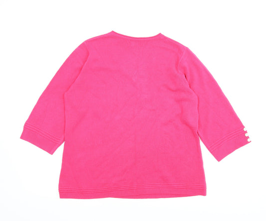 Text Womens Pink Pullover Jumper Size L