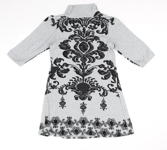 Back view of izabel women’s grey geometric fit & flare, size S