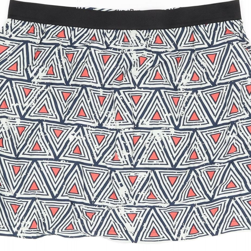 Limited Edition Womens White Geometric Flare Skirt Size 14