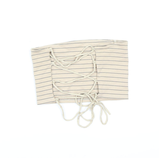 Fashion Nova Womens Beige Striped Cropped Tank Size M