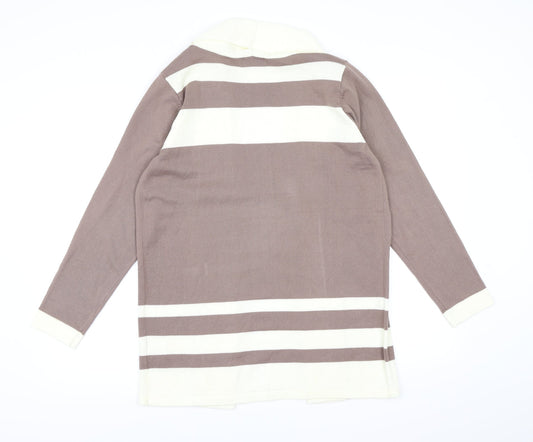 Fay Louise Womens Brown Striped Knit Cardigan Jumper Size L