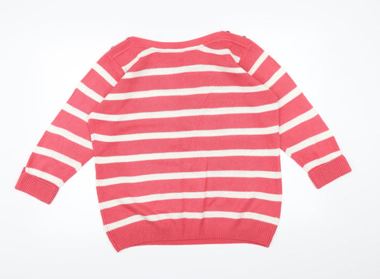 EWM Womens Pink Striped Knit Pullover Jumper Size 14