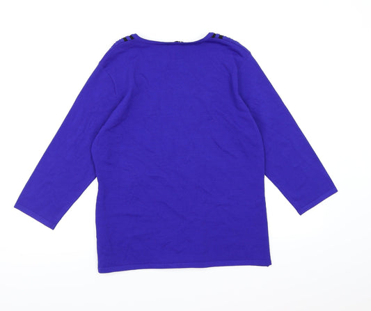 CASAMIA Womens Blue Knit Pullover Jumper Size M