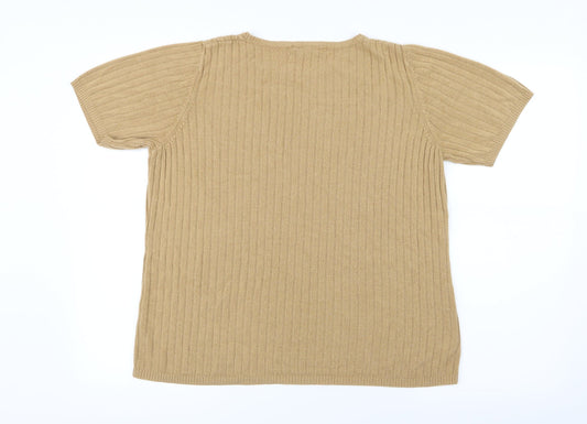 Womens UK Size 18 BHS Beige Basic T-Shirt