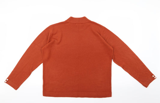 BM Womens Orange Knit Pullover Jumper Size M