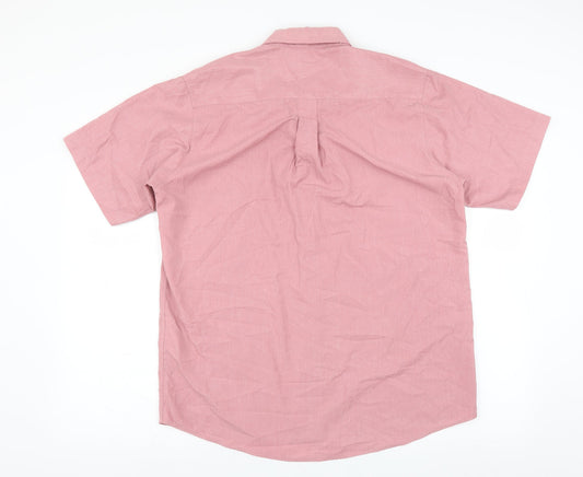 Mens UK Size M Cotton Traders Pink Button-Up Short Sleeve Casual Shirt