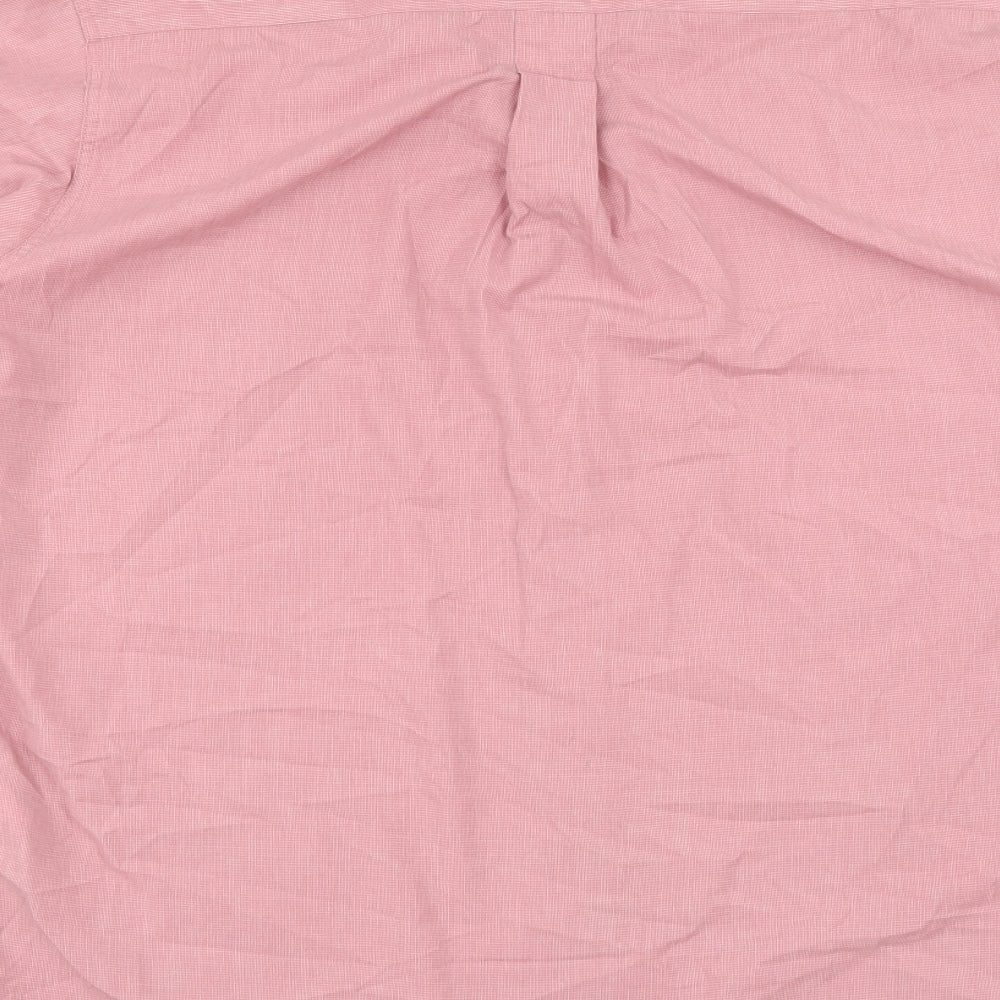 Mens UK Size M Cotton Traders Pink Button-Up Short Sleeve Casual Shirt