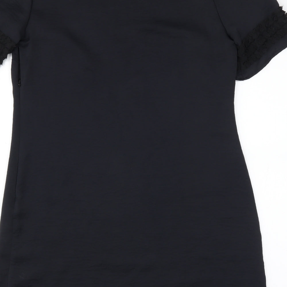 Marks and Spencer Womens Black Shift Size 12 - Ruffle Detail