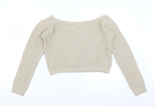 Boohoo Womens Beige Pullover Jumper Size S - cropped