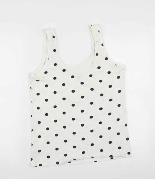 F&F Womens White Polka Dot Basic Tank Size 14