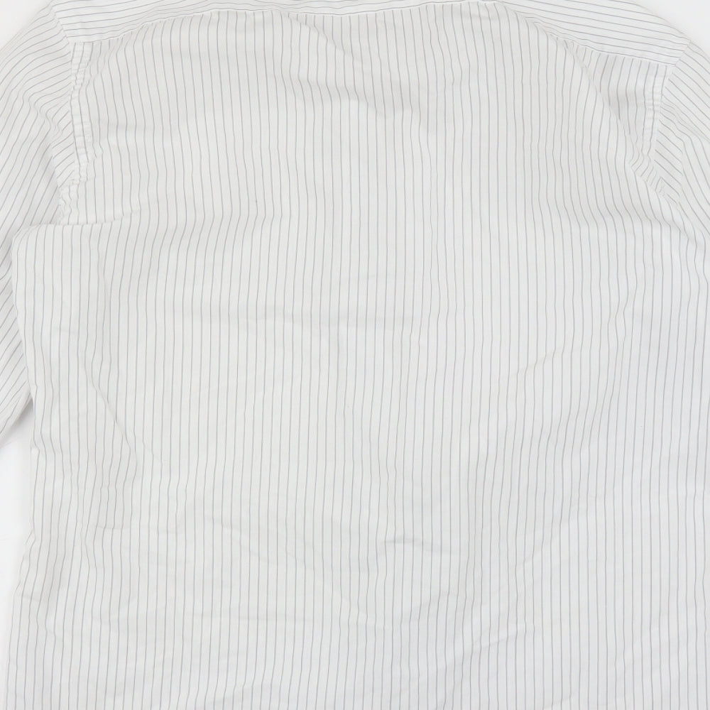River Island Mens White Striped Button-Up Size M