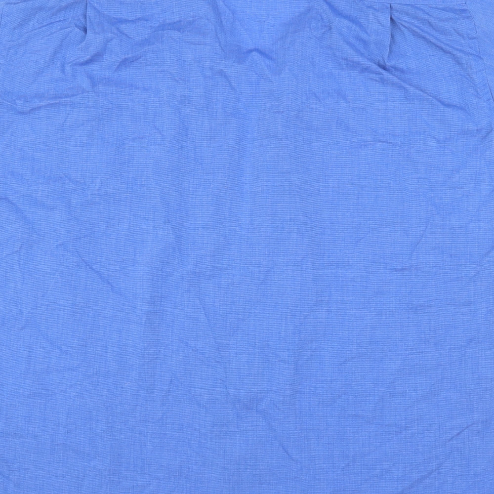 Mens UK Size 15 Cedar Wood State Blue Button-Up Short Sleeve Casual Shirt