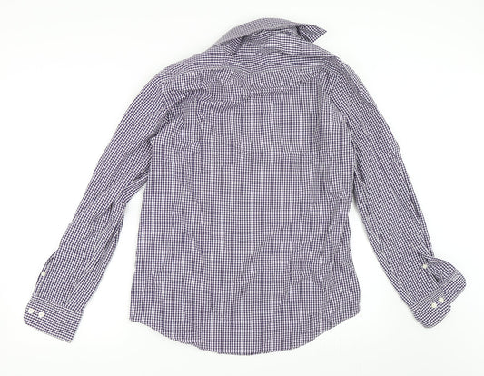 TU Mens Purple Check Button-Up Size 15