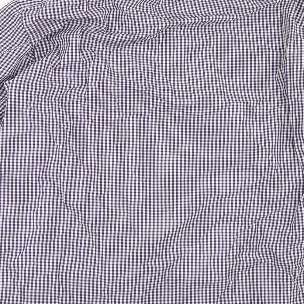TU Mens Purple Check Button-Up Size 15