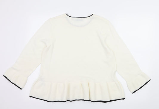 Per Una Womens White Knit Pullover Jumper Size 14