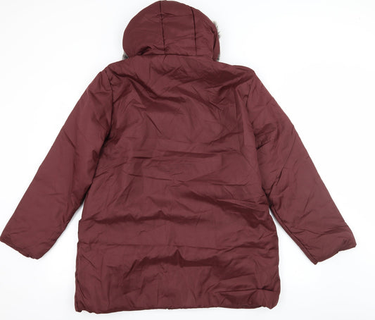 Womens UK Size M Anne De Lancay Red Parka Coat