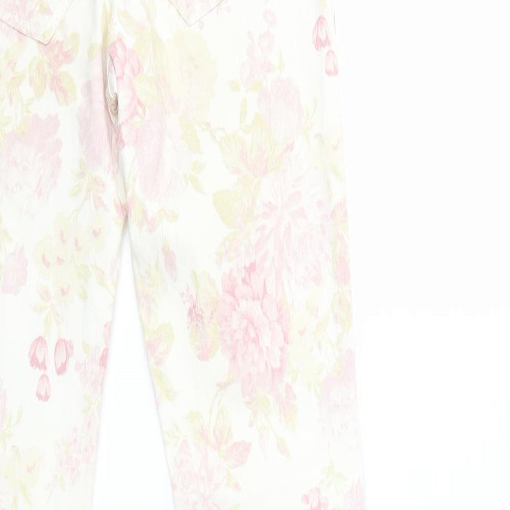 River Island Womens White Floral Denim Skinny Jeans Size 10 L31 in