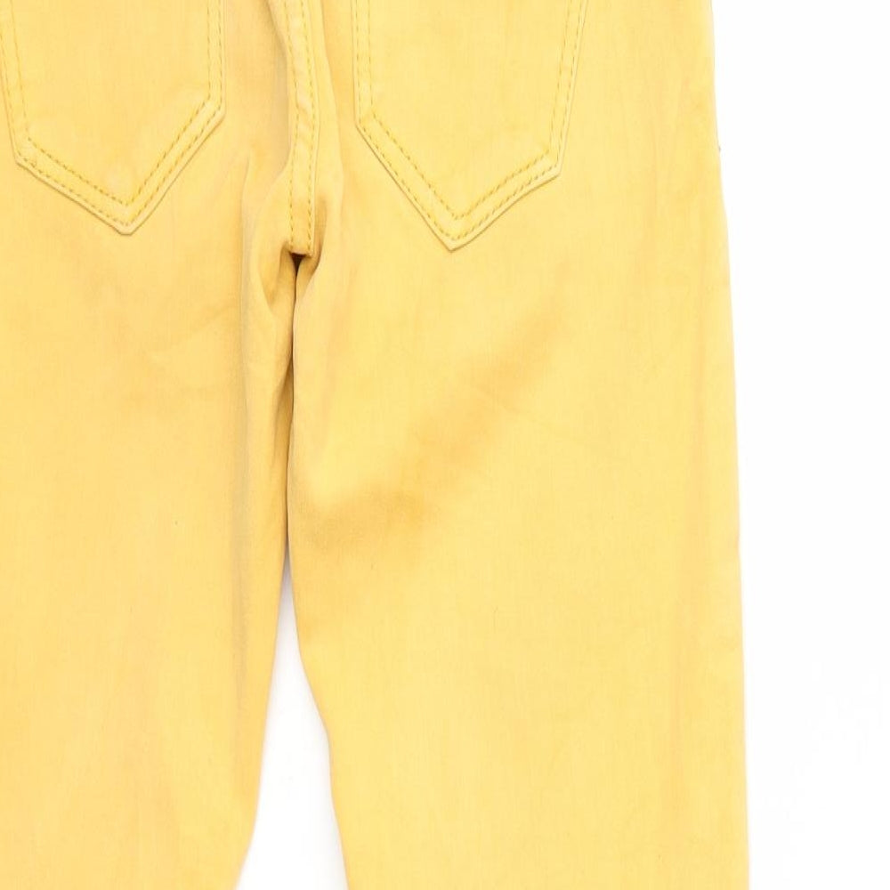 Womens UK Size XS Preworn Regular Fit Skinny Yellow Jeans