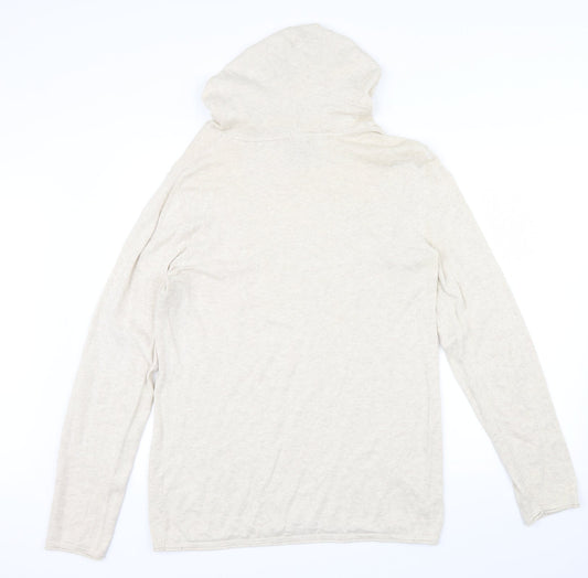 H&M Womens Beige Pullover Hoodie Size M - hood an tie cord
