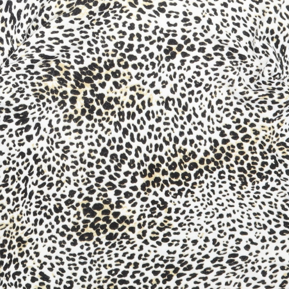 Select Womens White Animal Print Cardigan Jumper Size 10