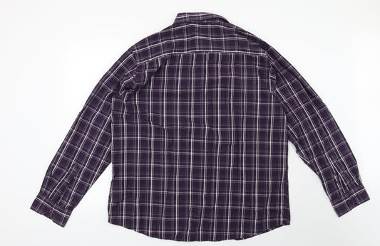 Mens UK Size XL Cedar Wood State Purple Button-Up Long Sleeve Casual Shirt