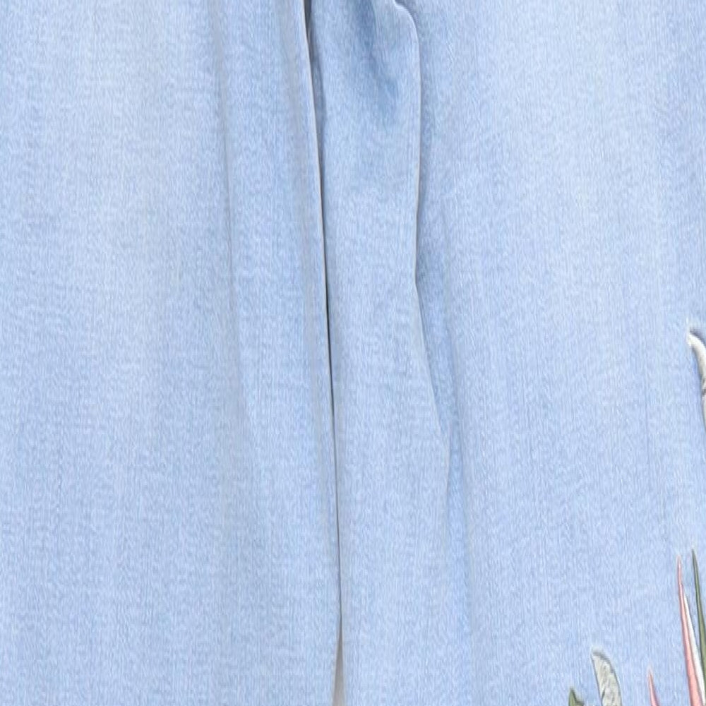 Denim & Co. Womens Blue Floral Denim Tapered Jeans Size 8 L27 in