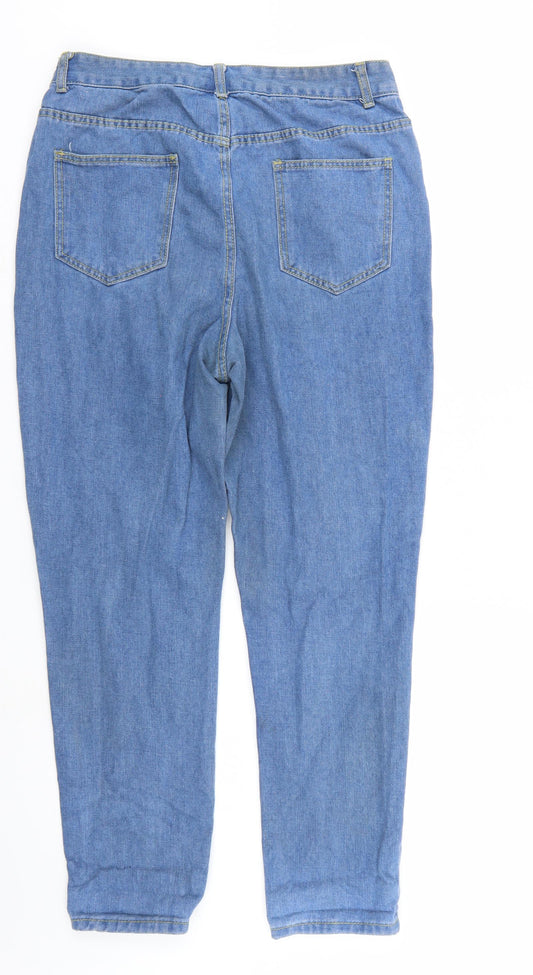 Boohoo Womens Blue Denim Straight Jeans Size 14 L26 in