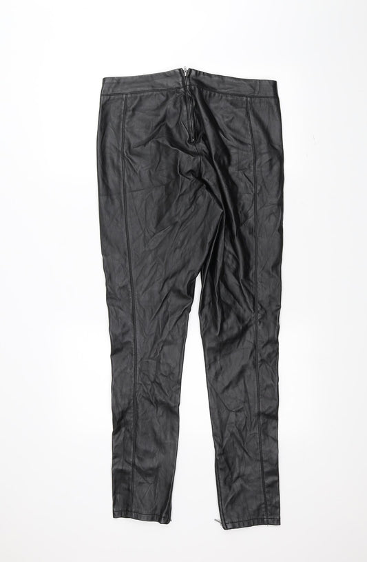 Womens UK Size 14 Topshop Regular Fit Black Trousers