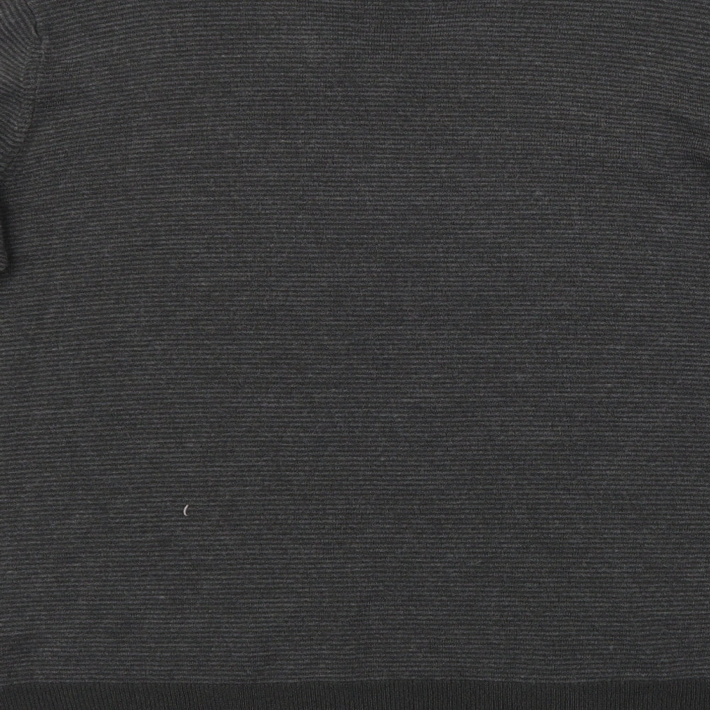 M&S Mens Grey Striped Pullover Jumper Size L