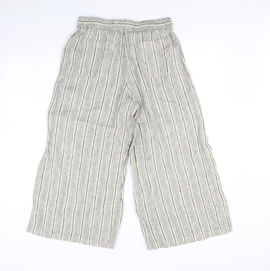 m&S Womens Beige Striped Trousers Size 10 L25 in