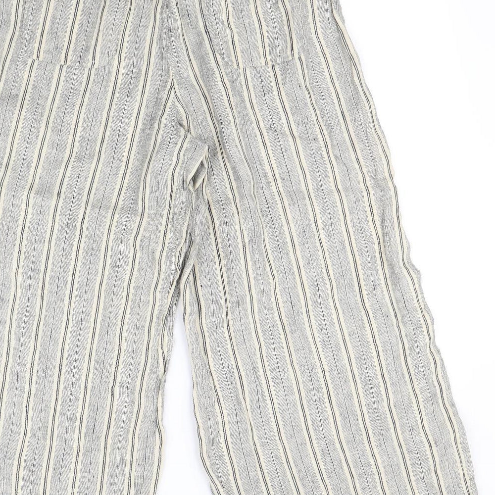 m&S Womens Beige Striped Trousers Size 10 L25 in