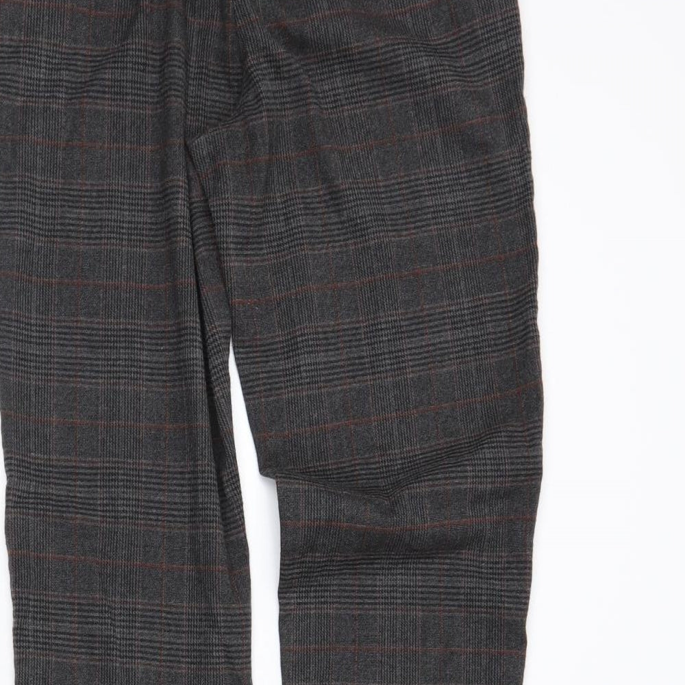 TU Womens Grey Plaid Trousers Size 10 L25 in