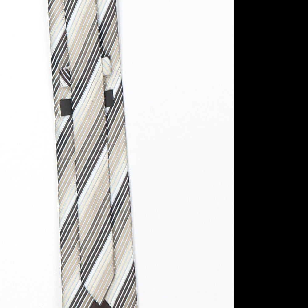 Mens George Beige Striped Pointed Tie