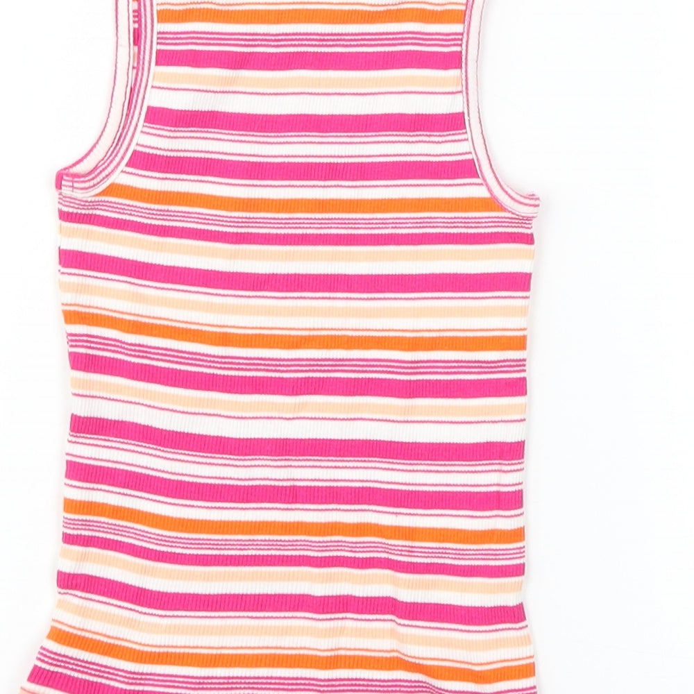 Matalan Girls Pink Striped Basic Tank Size 7 Years