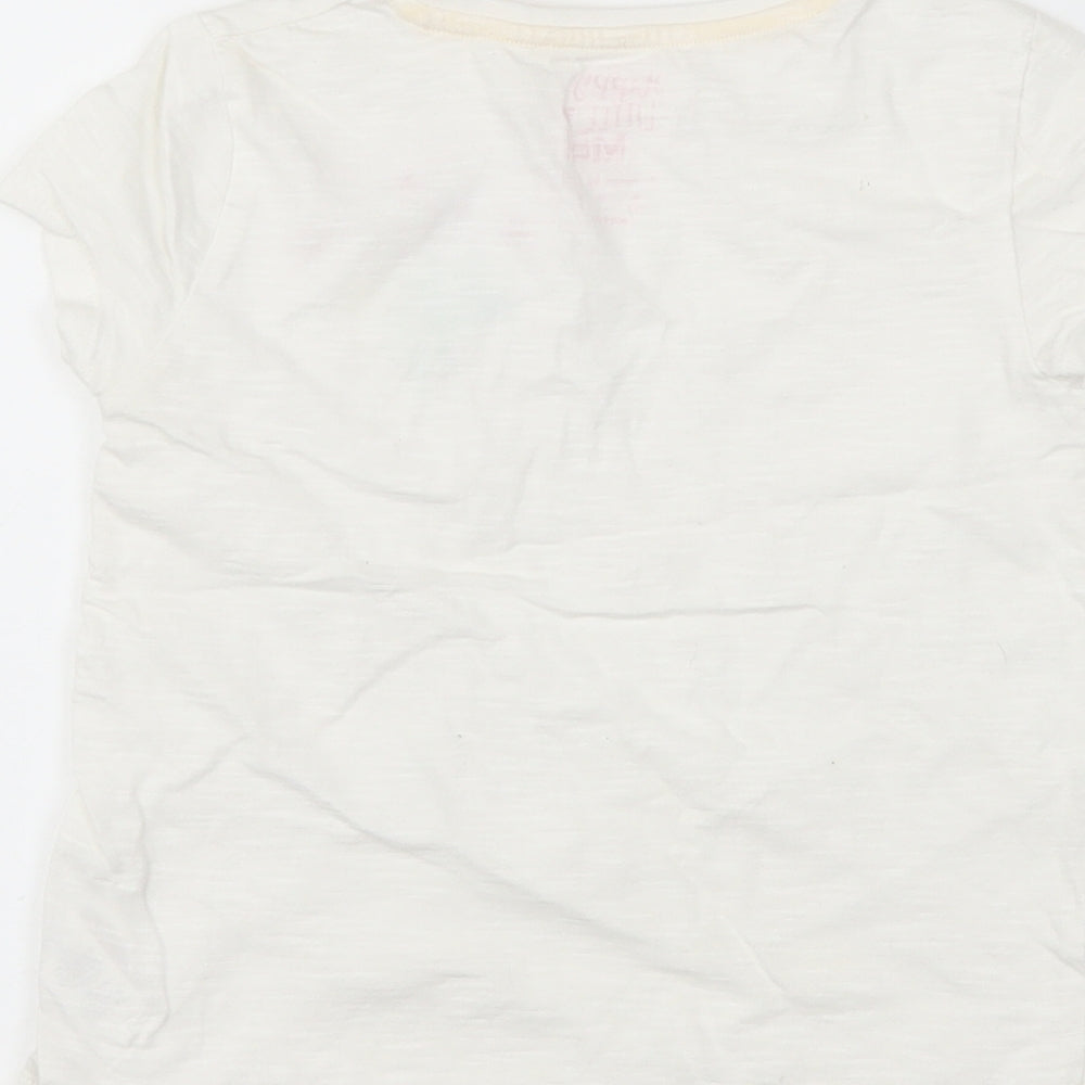 F&F Girls White Basic T-Shirt Size 5-6 Years - flowers