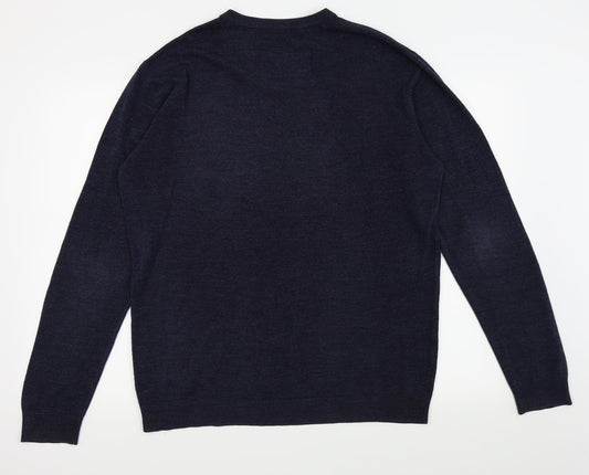 M&Co Mens Blue Pullover Jumper Size L